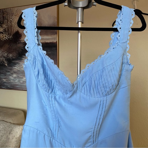 HOUSE OF CB 'Tilly' Blue Pin Tuck Mini Dress NWOT size L - Picture 5 of 11